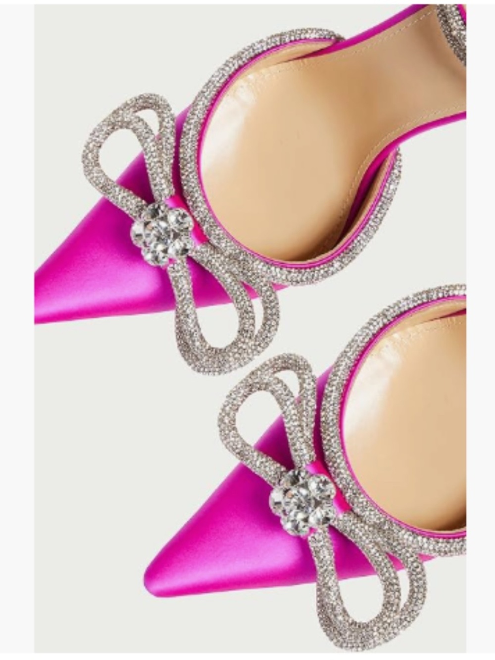 NEW Juliet Holy Pink Satin Crystal Double Bow Chunky Platform Pump Heels - Picture 6 of 14